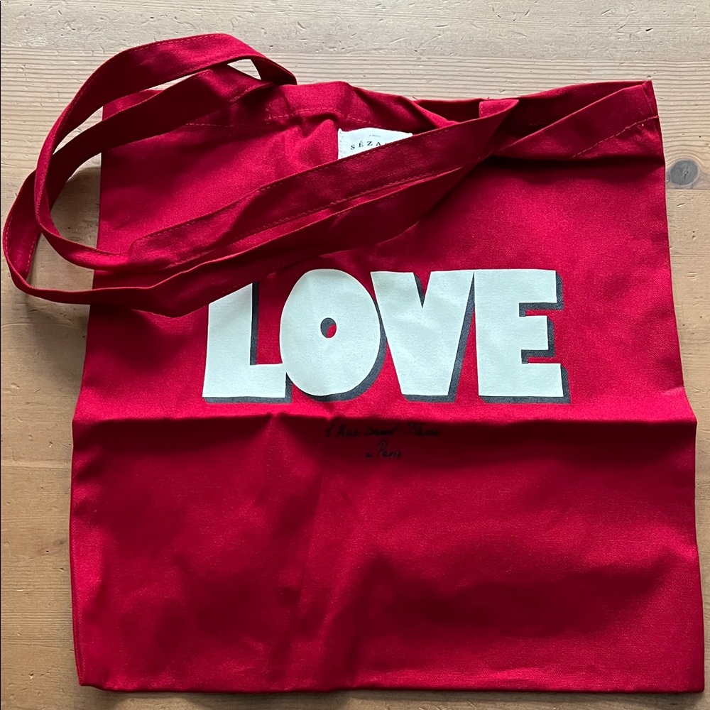 Sézane Red LOVE Tote Bag ❤️